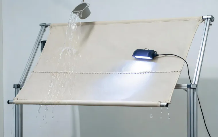Awning fabric under tension and weather exposure